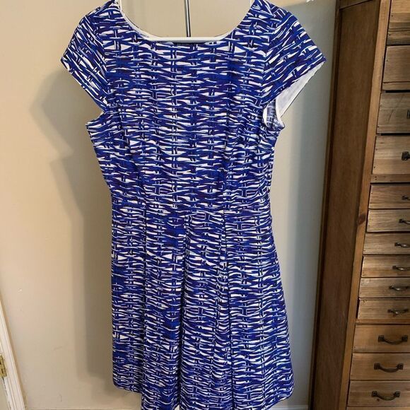 FELICITY & COCO Blue White & Black Classy Mini Dress Size medium - Picture 10 of 15